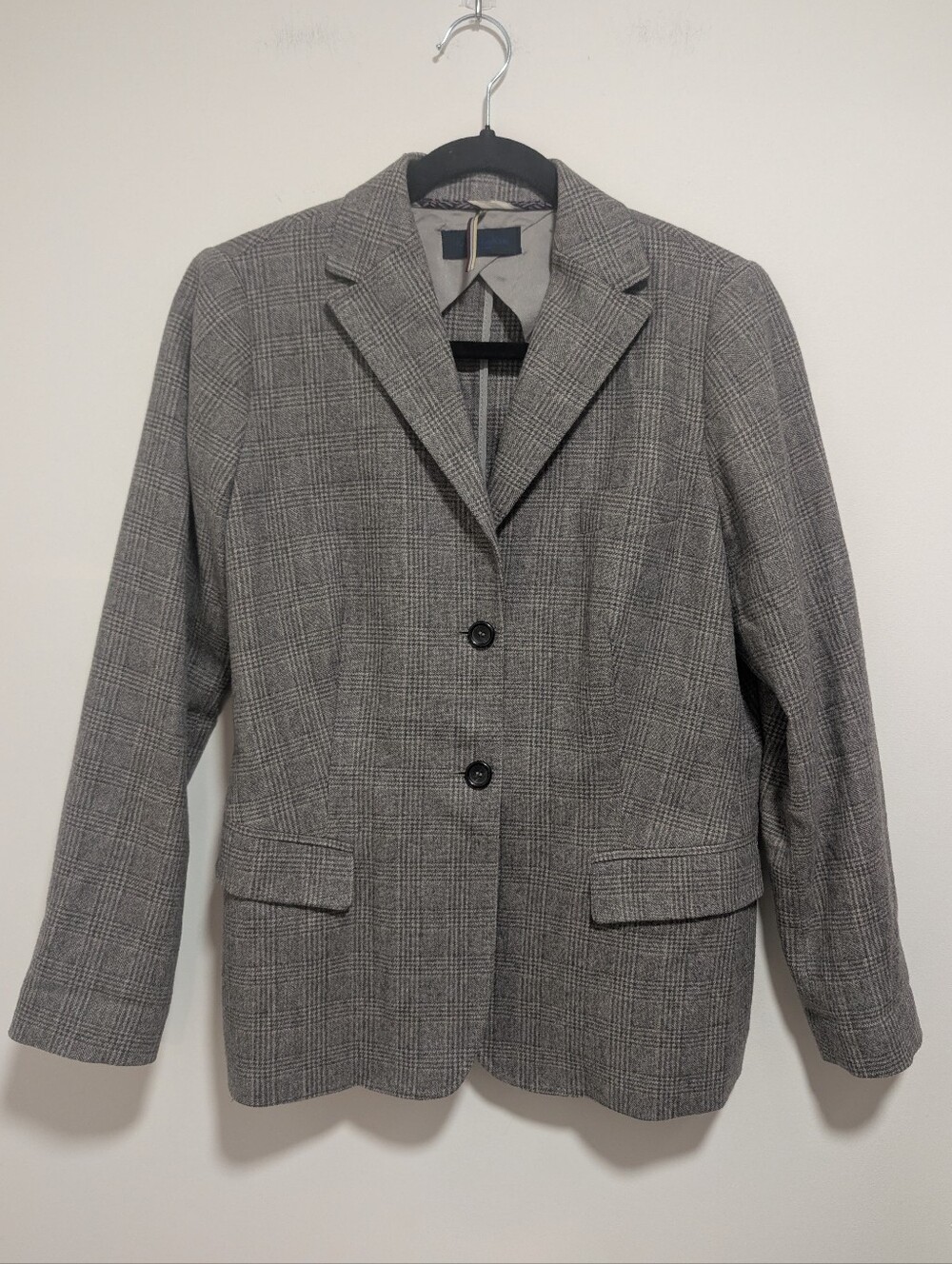 Piazza Sempione | Virgin Wool Blend Plaid Two-Button Blazer In Grey